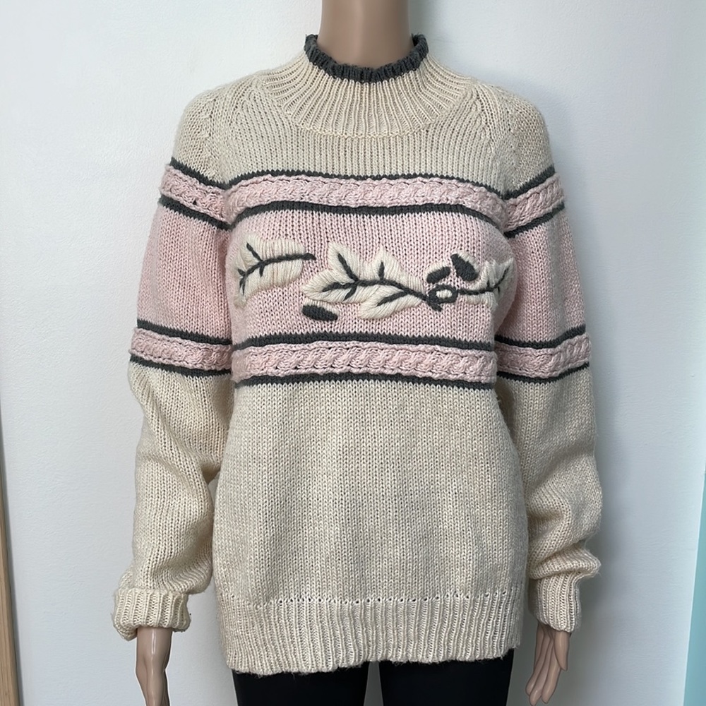 Vintage pastel Knit Sweater high neck